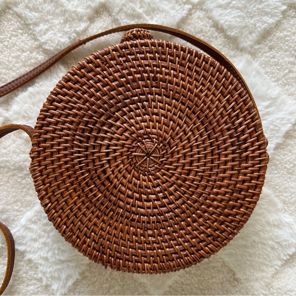 Brown Rattan Cottagecore Crossbody Bag